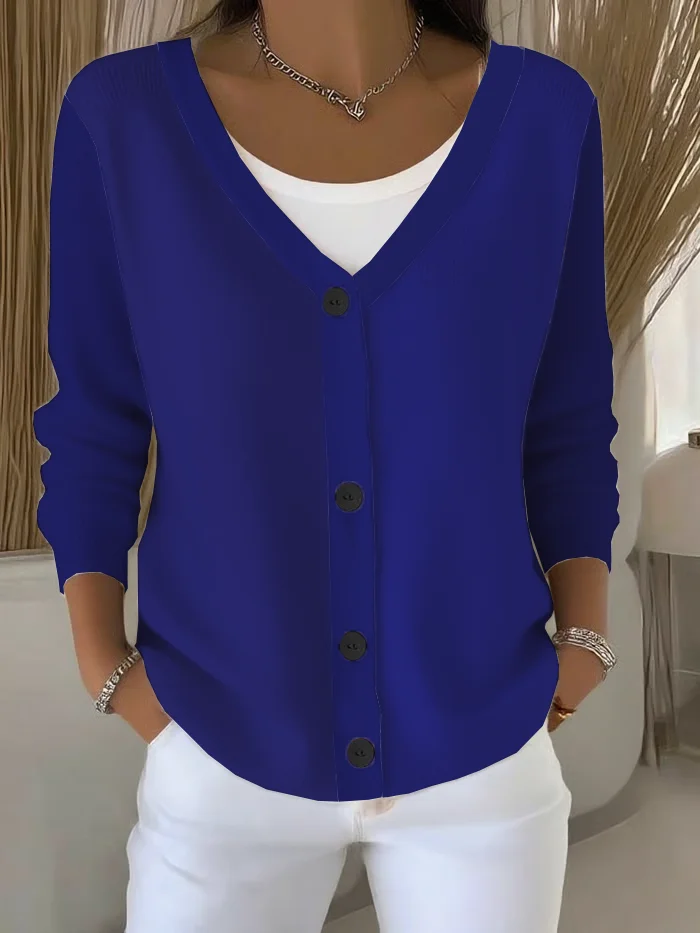 Women Plain Long Sleeve Comfy Casual Cardigan