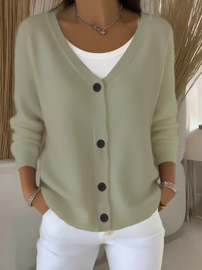 Women Plain Long Sleeve Comfy Casual Cardigan