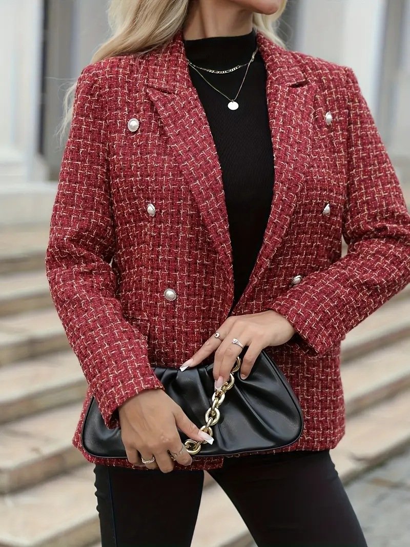 Women Geometric Spring/Fall Outerwear Casual Long Sleeve Shawl Collar Regular Blazer