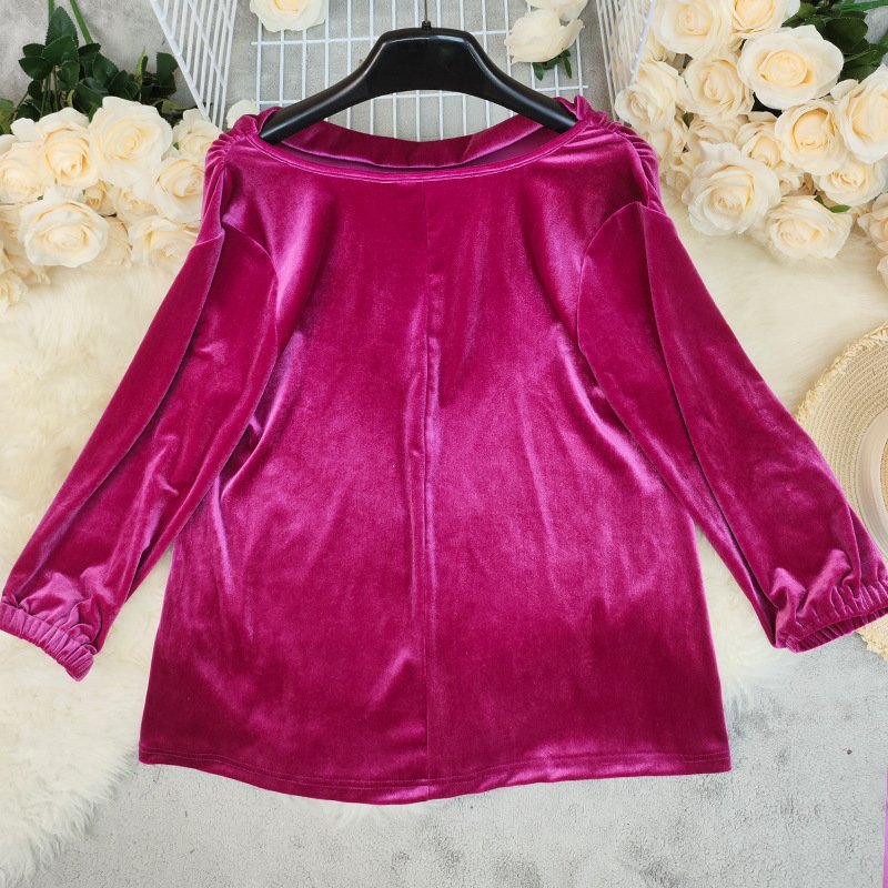 Casual Plain V Neck Long Sleeve T-shirt