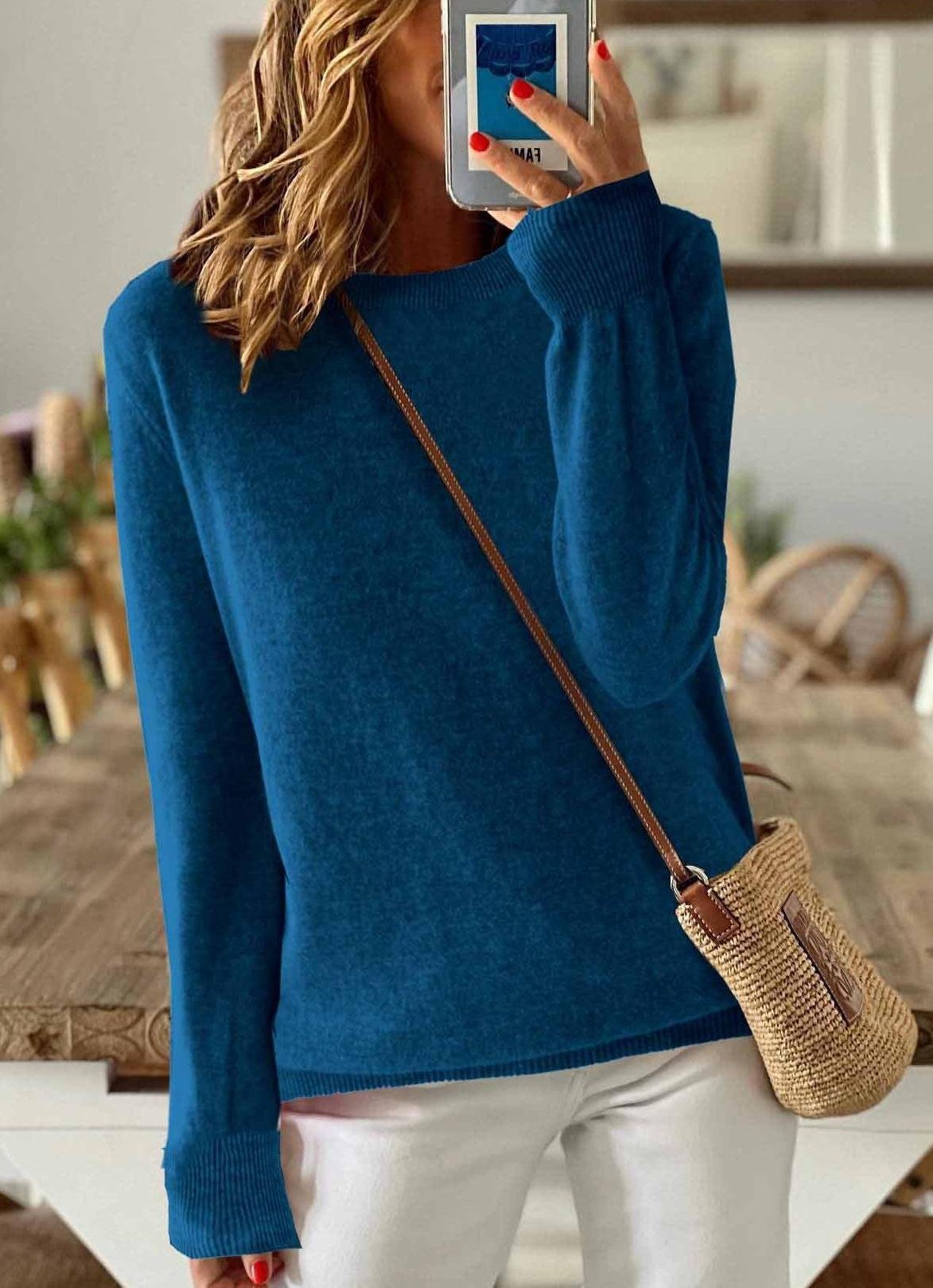 Women Plain Long Sleeve Comfy Vintage Cardigan