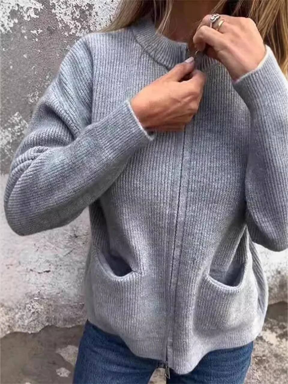 Women Spring/Fall Outerwear Vintage Split Joint Plain Long Sleeve Stand Collar Jacket