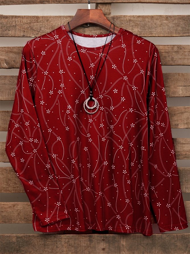 Vintage Striped Crew Neck Long Sleeve T-shirt