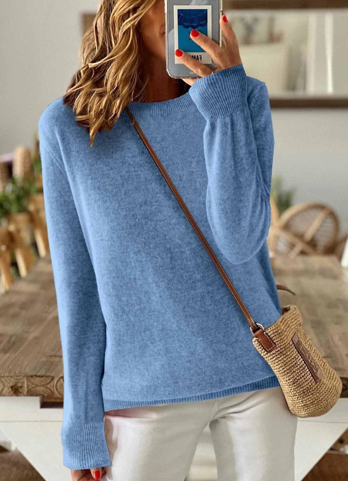 Women Plain Long Sleeve Comfy Vintage Cardigan