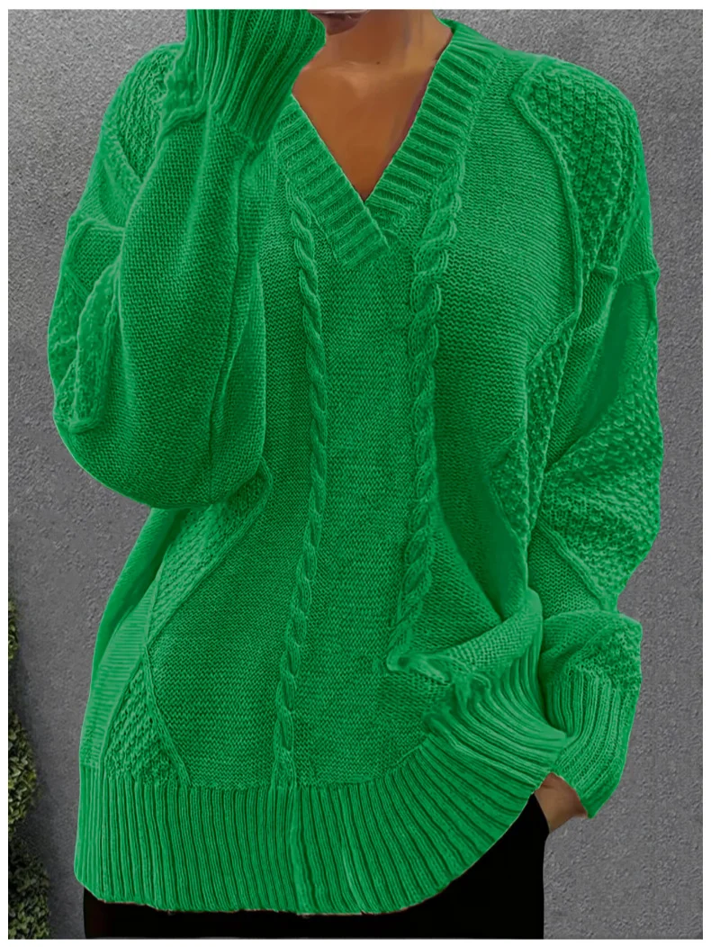 Women Cotton Plain Long Sleeve Comfy Casual Sweater