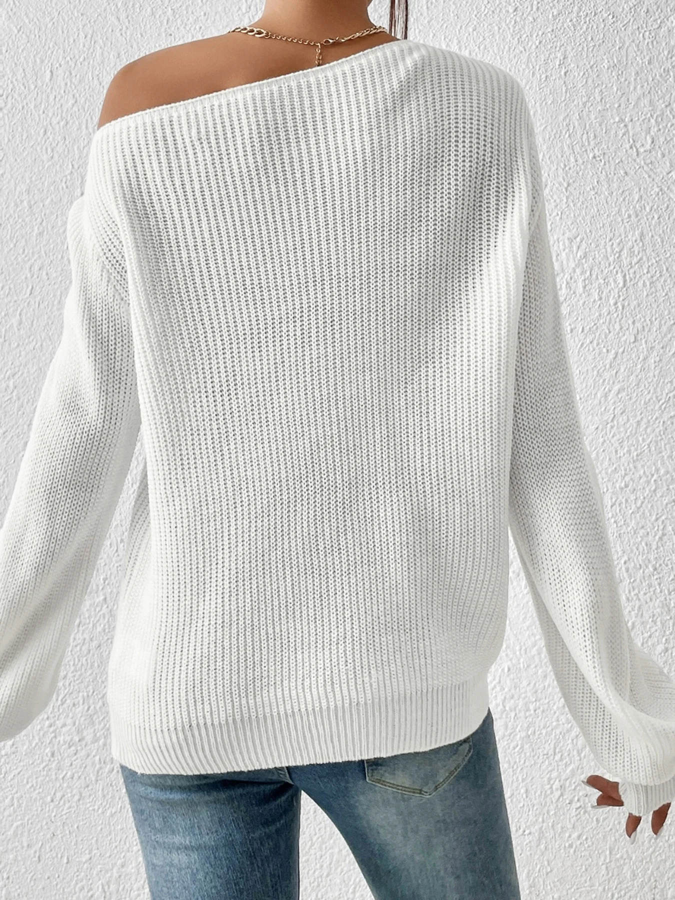Women Cotton Plain Long Sleeve Comfy Casual Sweater