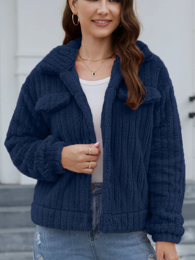 Women Spring/Fall Outerwear Vintage Split Joint Plain Long Sleeve Shawl Collar Jacket