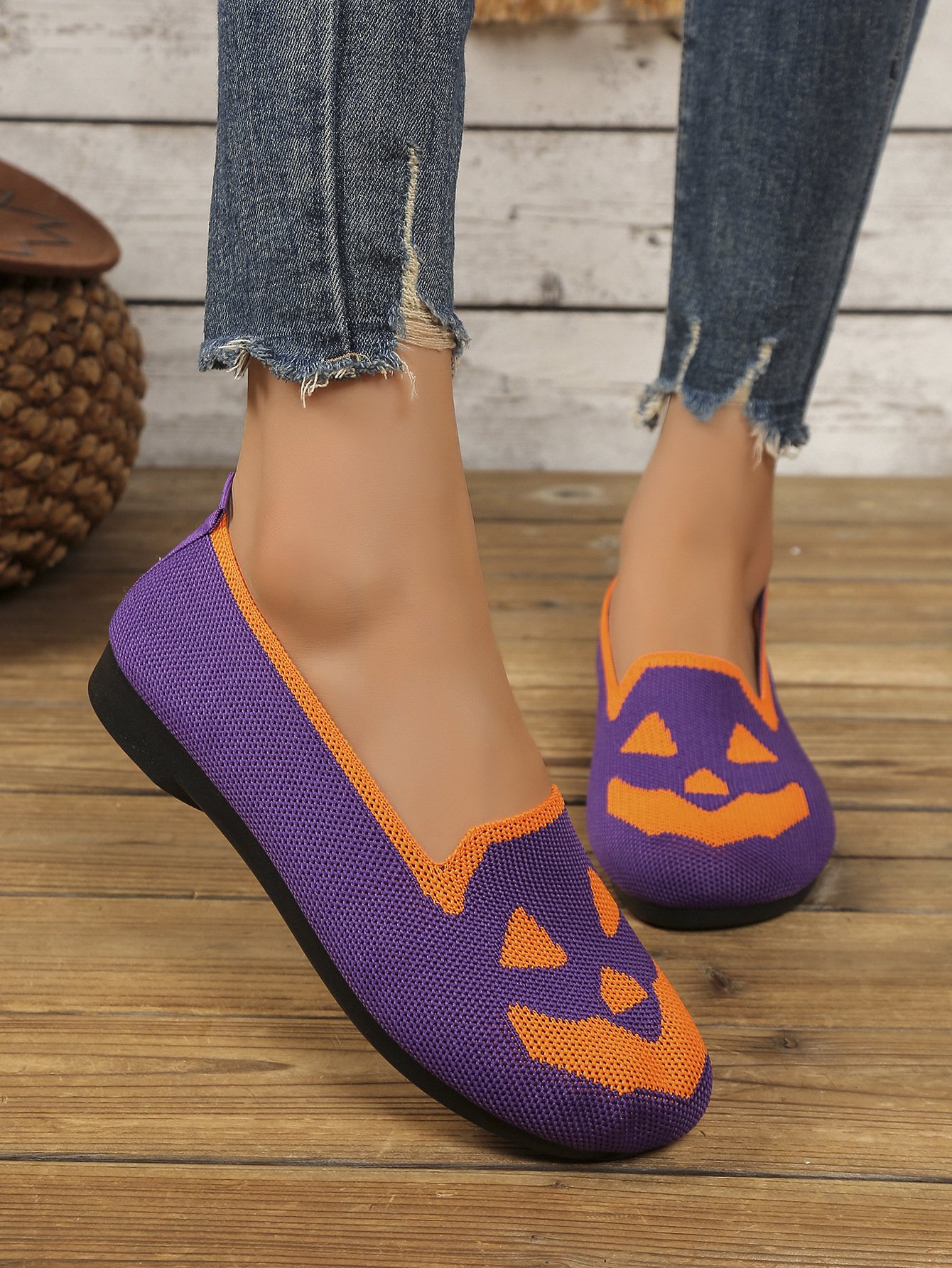Halloween Casual Geometric Slip On Flat Heel Shallow Shoes