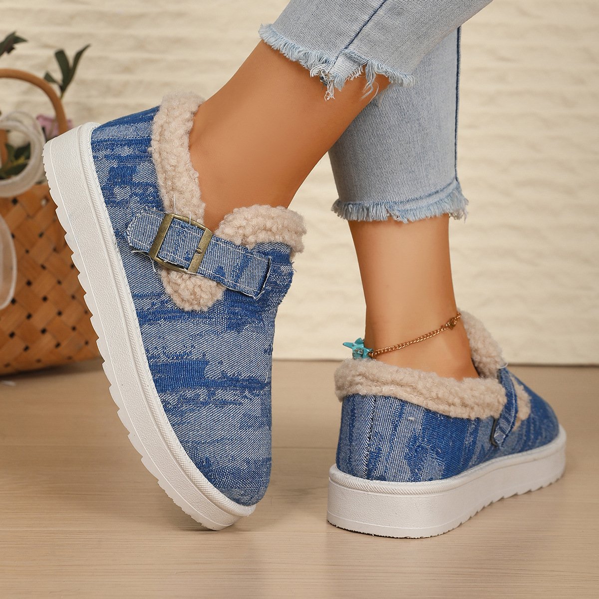 Casual Color Block Slip On Flat Heel Shallow Shoes