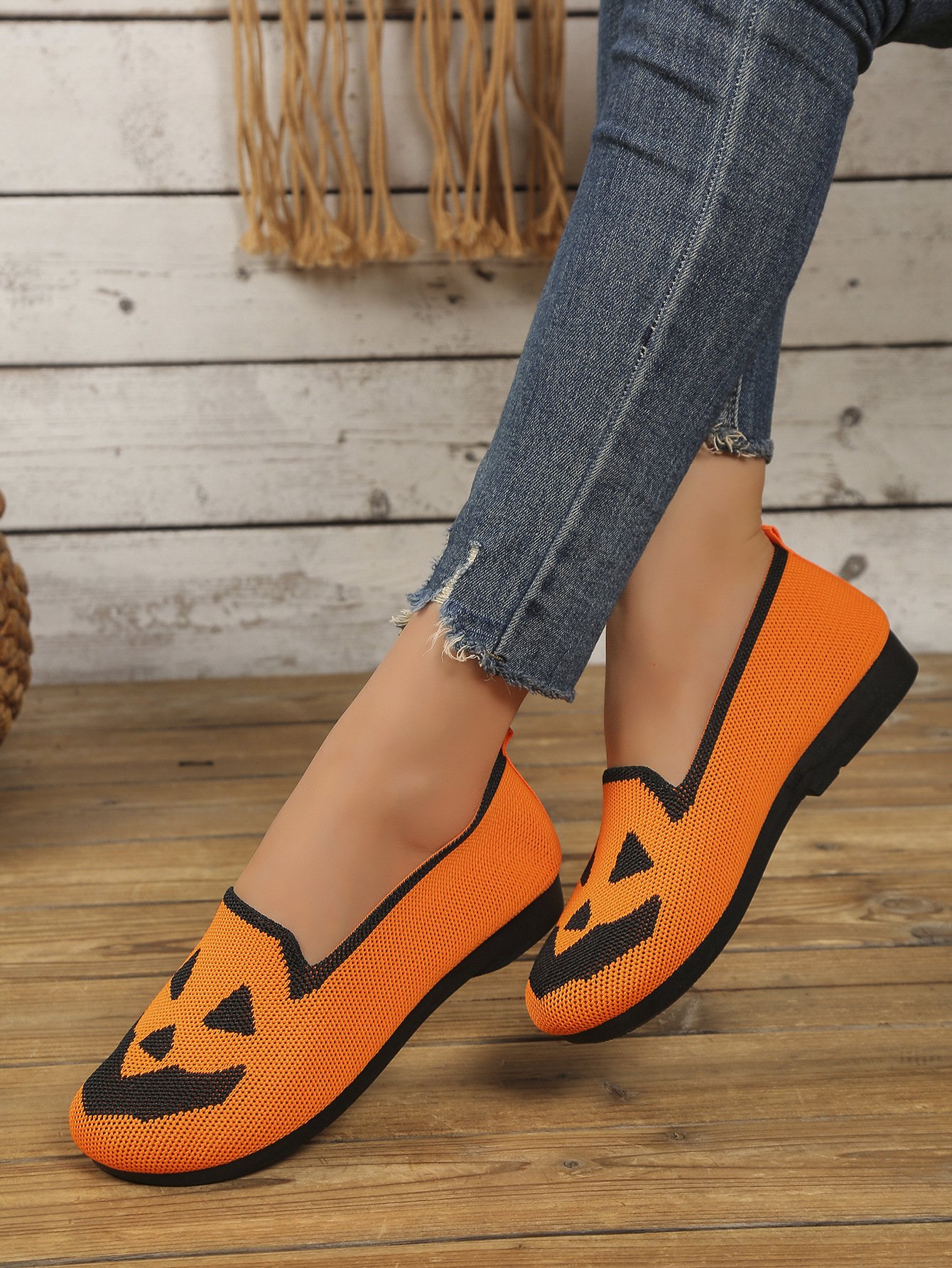 Halloween Casual Geometric Slip On Flat Heel Shallow Shoes