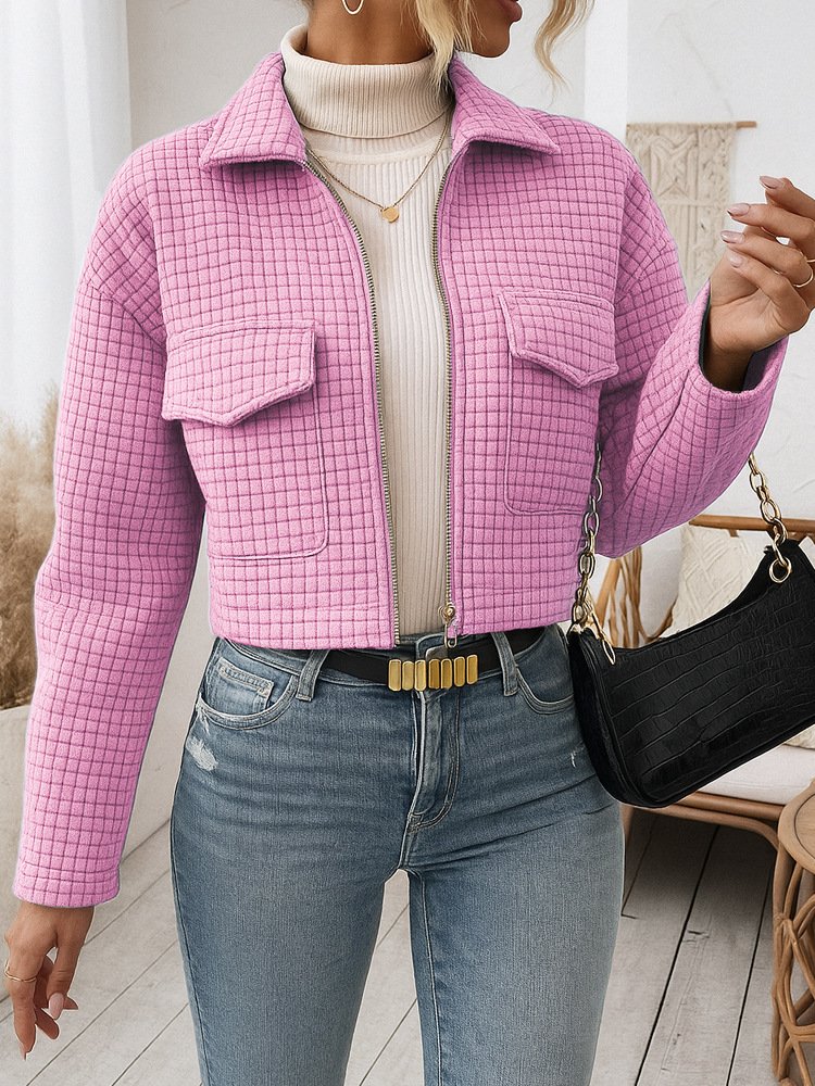 Women Spring/Fall Outerwear Casual Plain Long Sleeve Shawl Collar Jacket