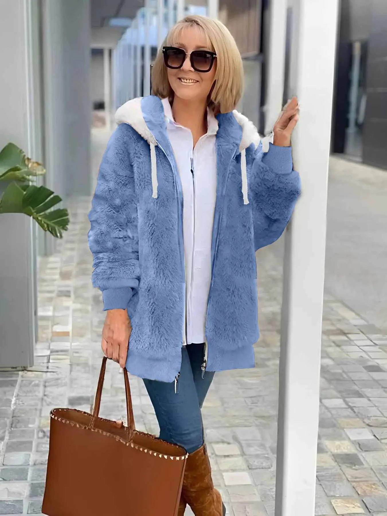 Women Winter Outerwear Vintage Plain Long Sleeve Shawl Collar Jacket