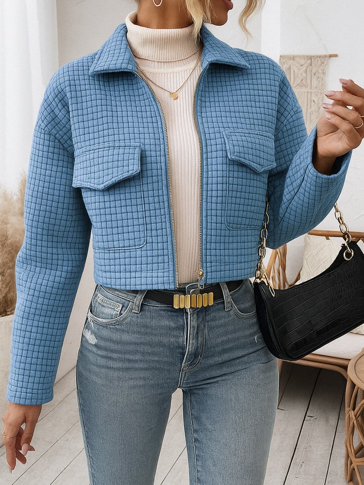 Women Spring/Fall Outerwear Casual Plain Long Sleeve Shawl Collar Jacket