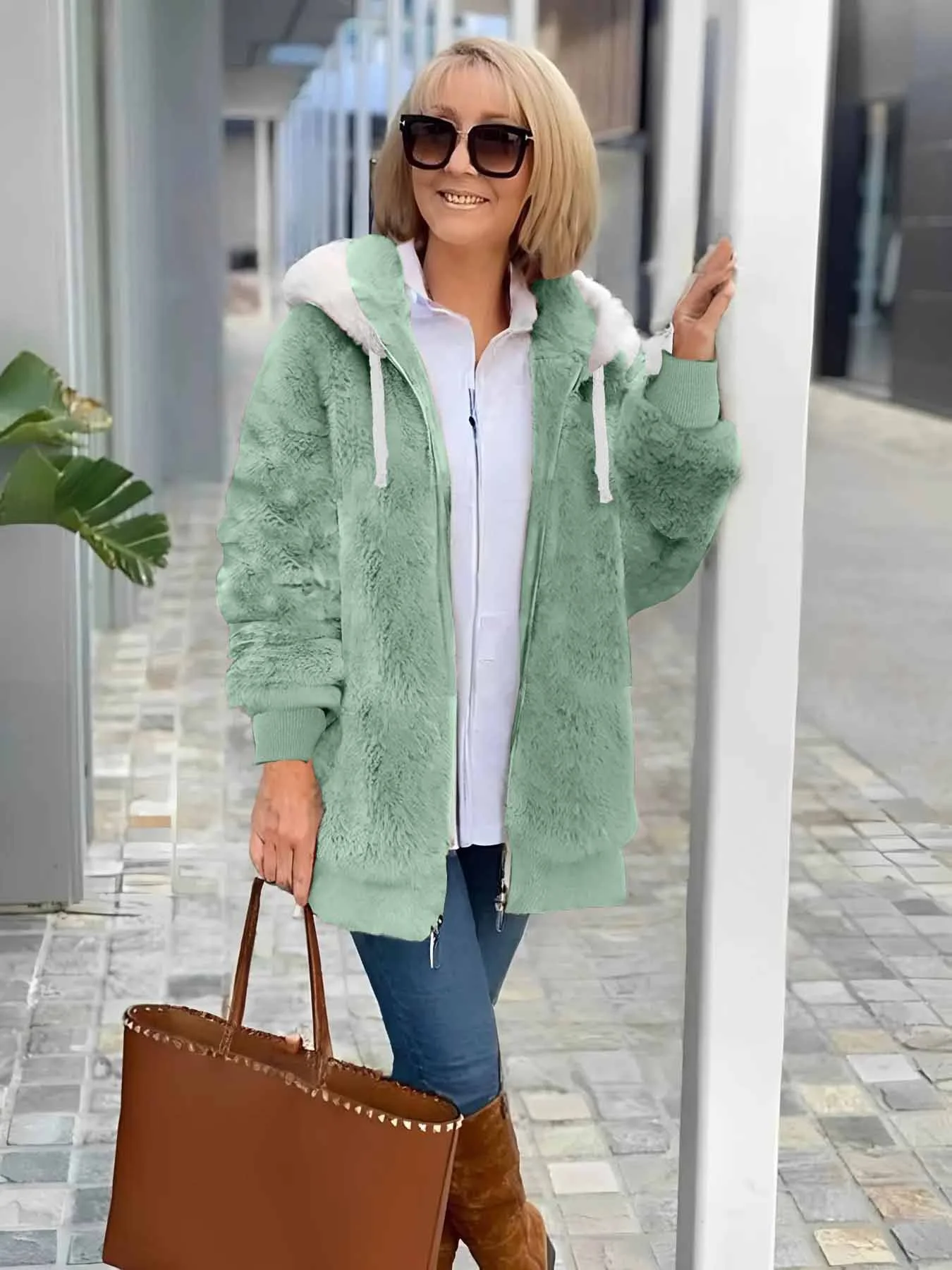 Women Winter Outerwear Vintage Plain Long Sleeve Shawl Collar Jacket