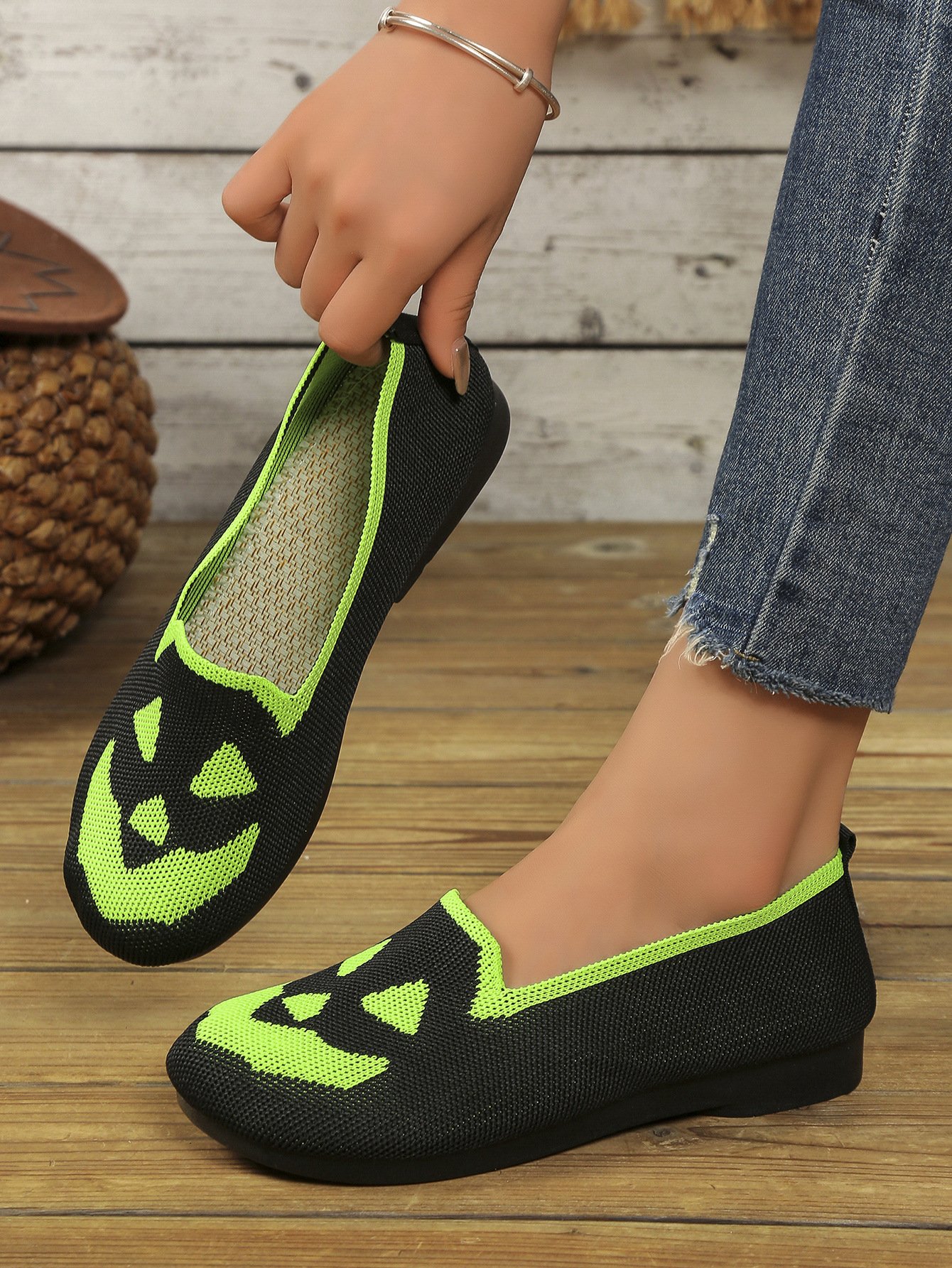 Halloween Casual Geometric Slip On Flat Heel Shallow Shoes