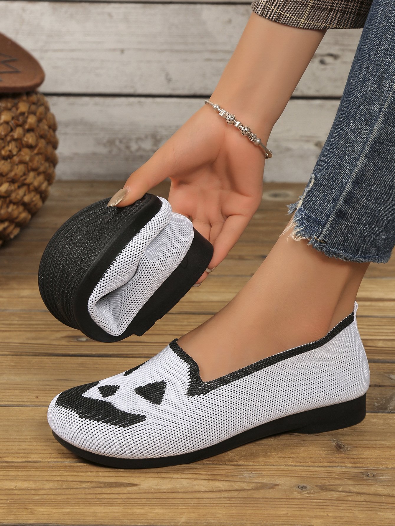 Halloween Casual Geometric Slip On Flat Heel Shallow Shoes