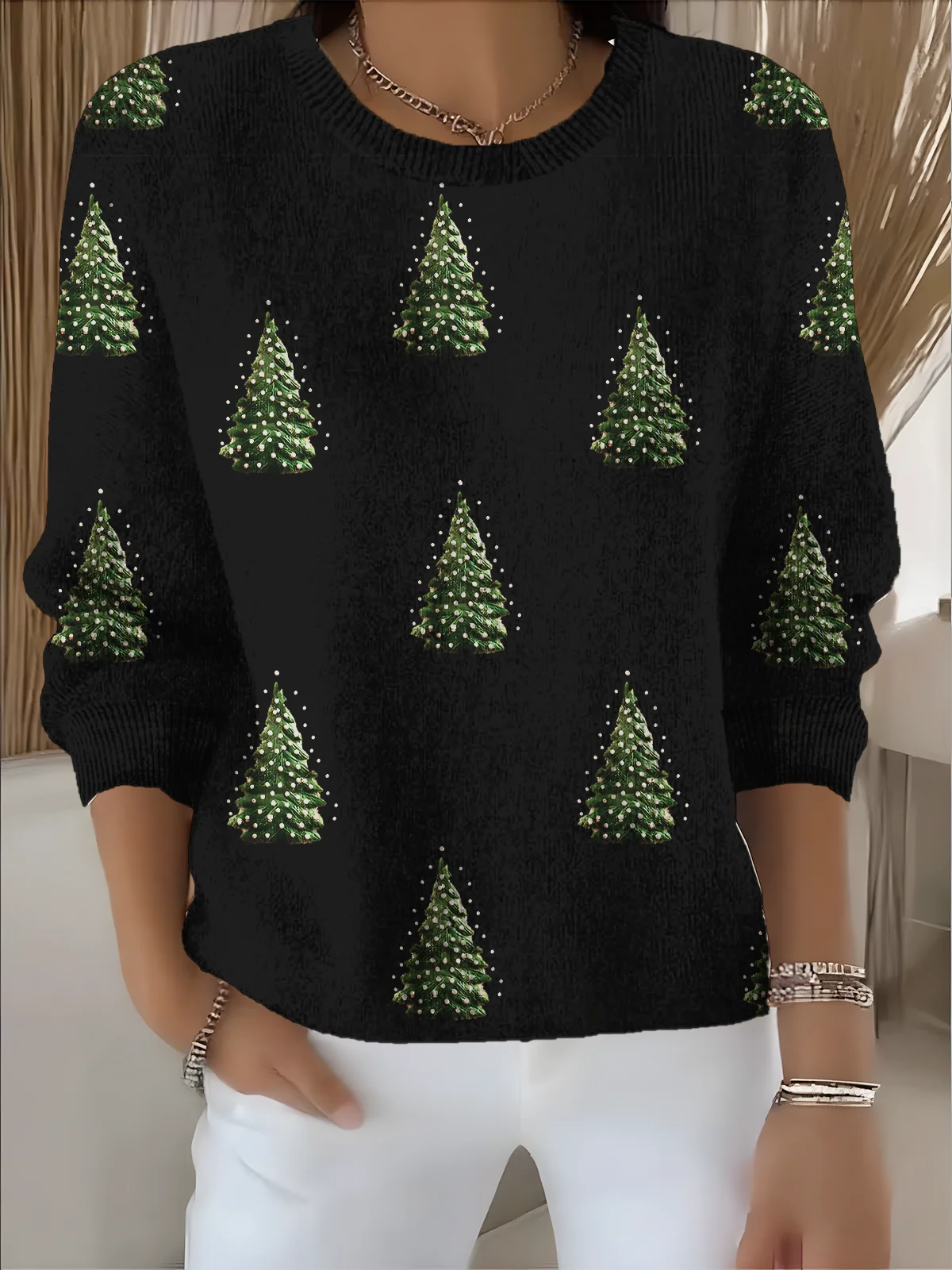 Women Christmas Long Sleeve Comfy Vintage Sweater