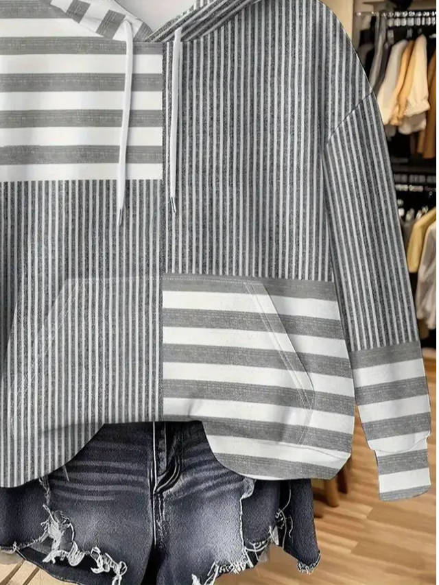 Casual Hoodie Striped Hoodie Printing