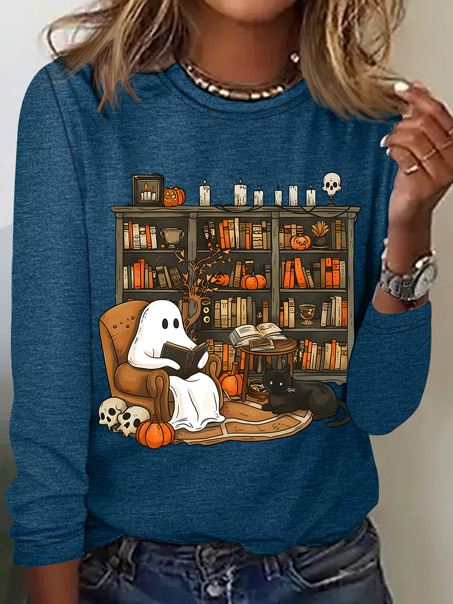 Crew Neck Long Sleeve Halloween Regular Medium Elasticity Loose Blouse For Women