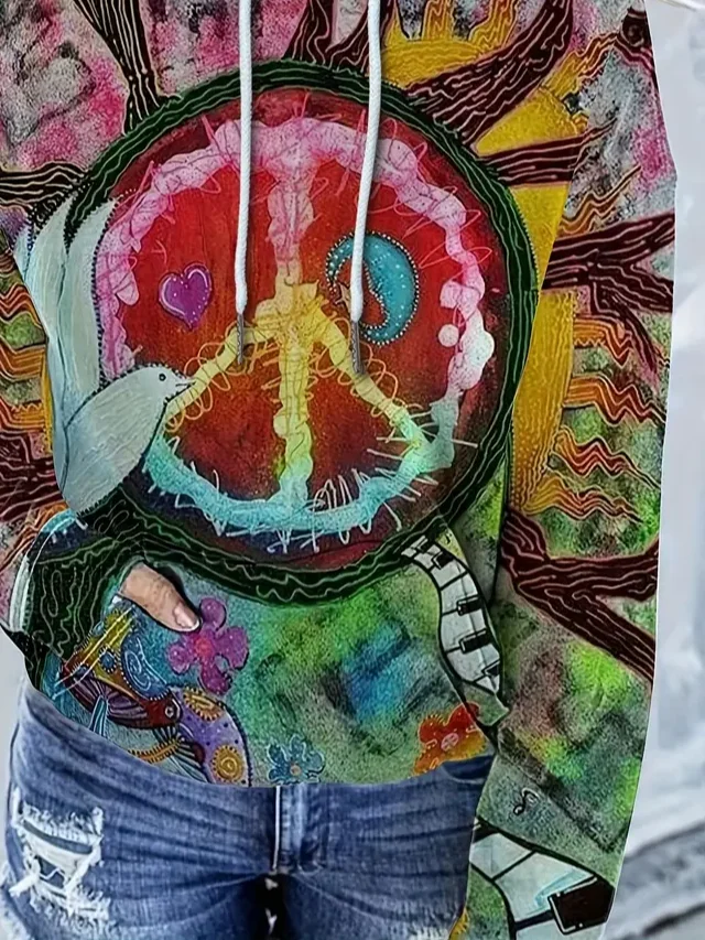 Casual Hoodie Abstract Hoodie Printing