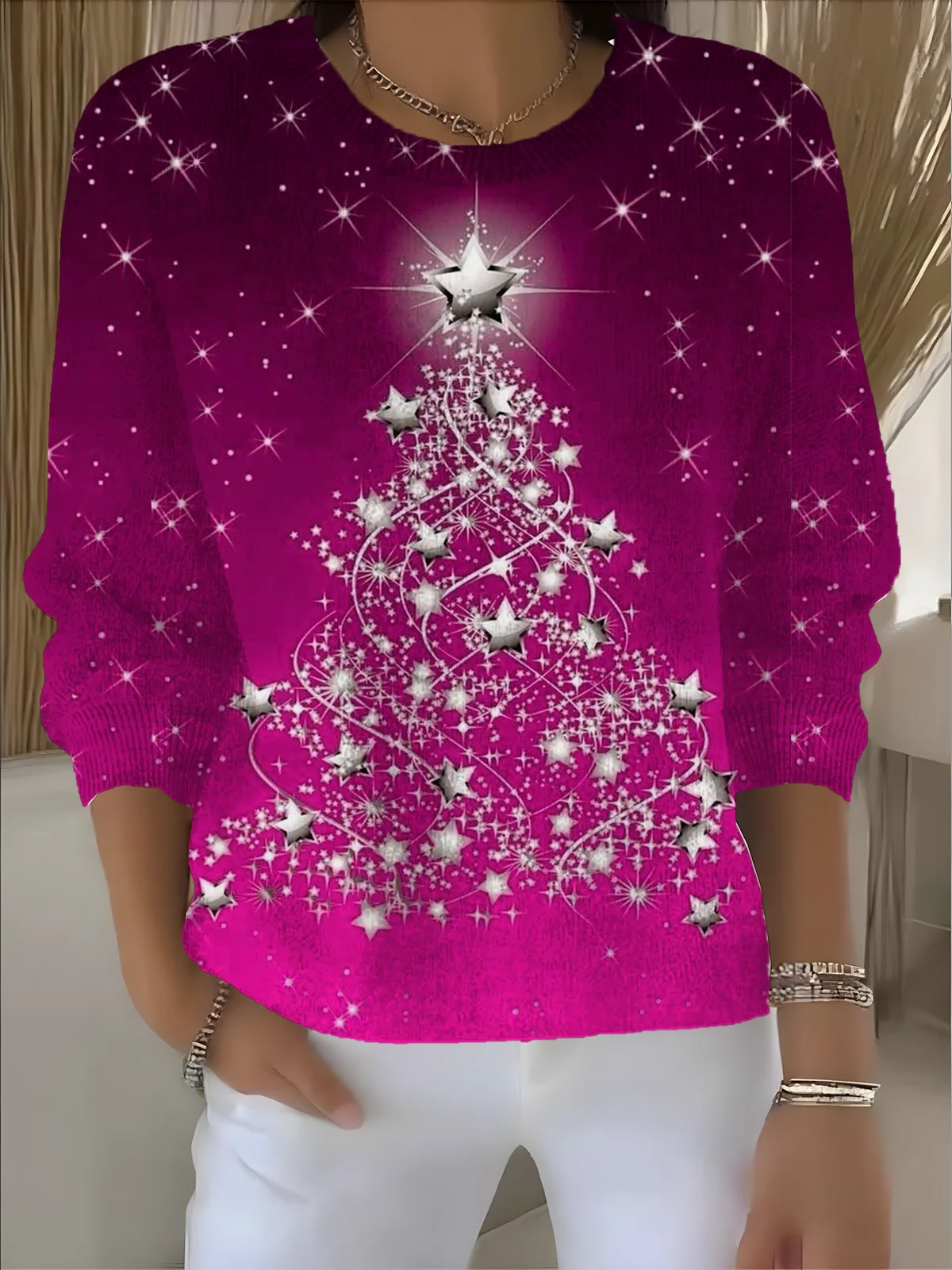 Women Christmas Long Sleeve Comfy Vintage Sweater