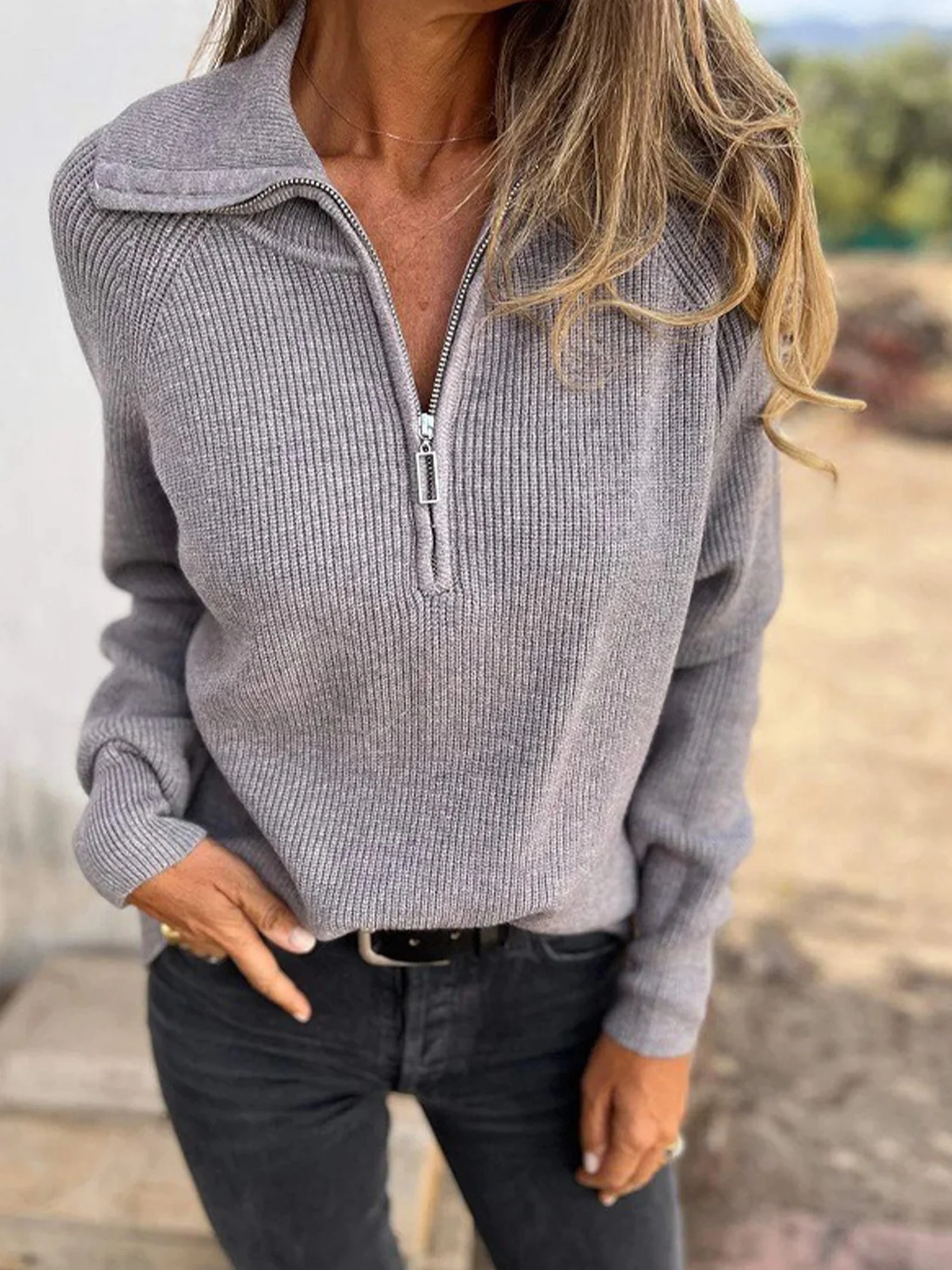 Women Plain Long Sleeve Comfy Casual Sweater