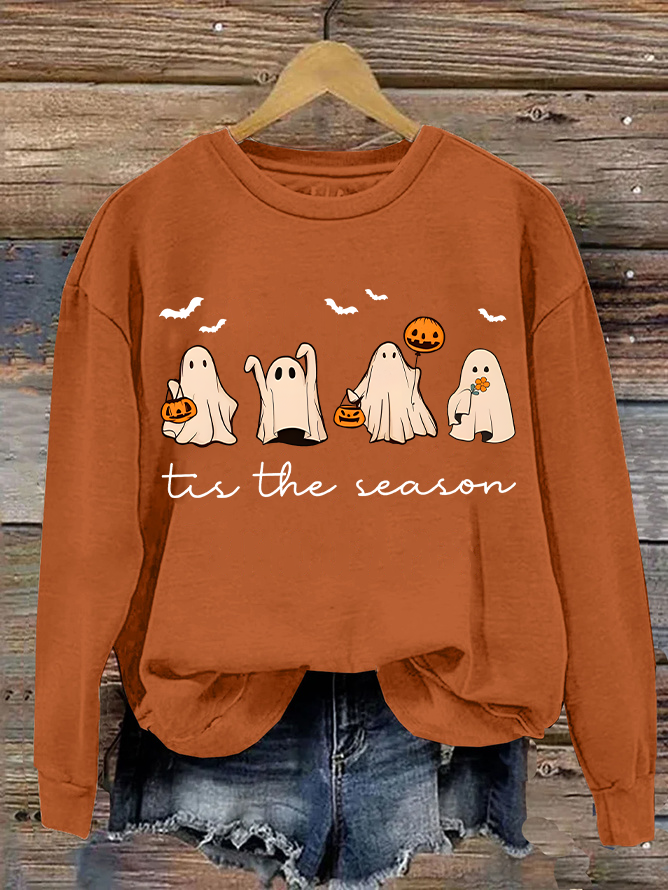 Casual Crew Neck Halloween Sweatshirt
