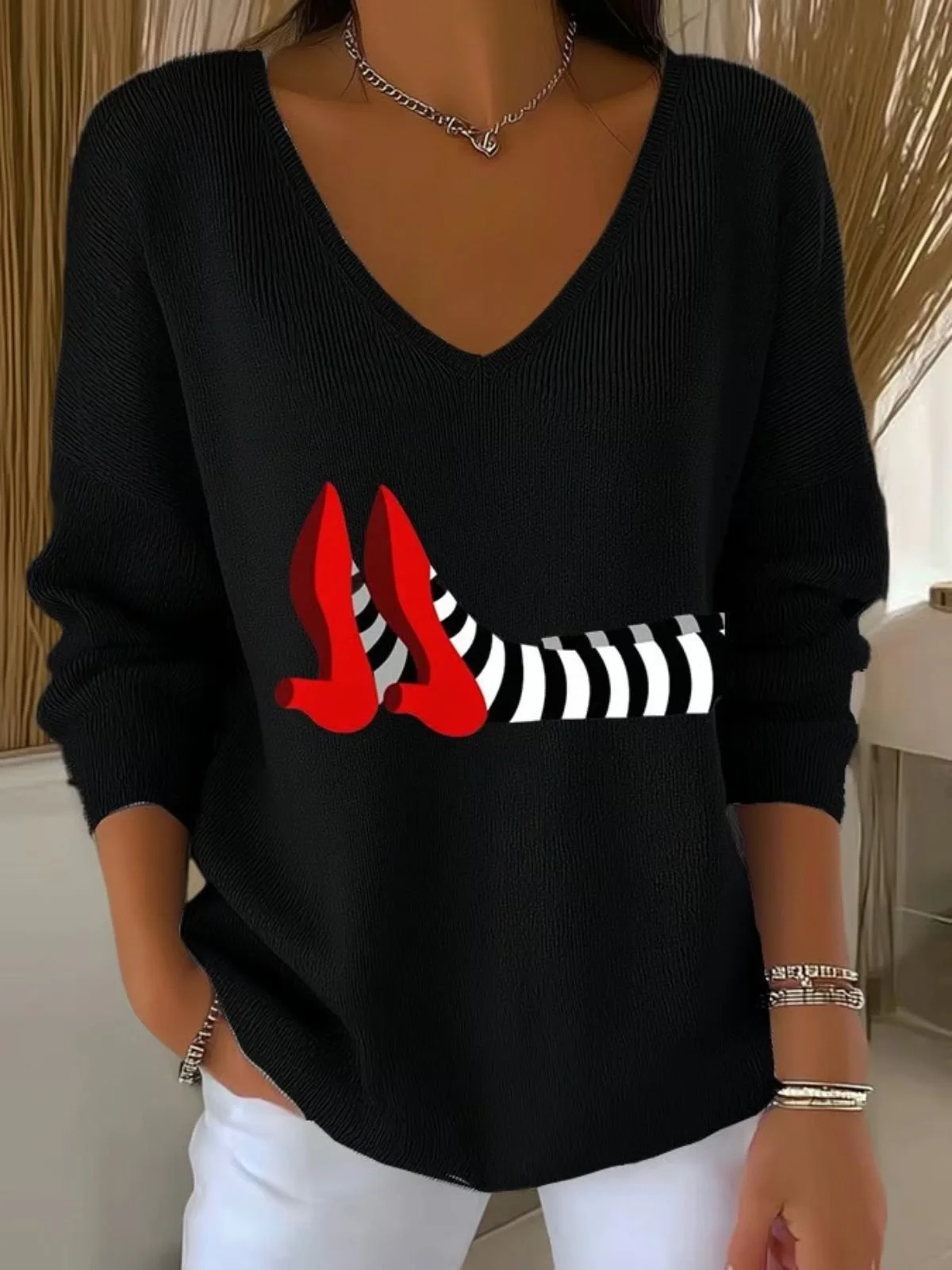 Women Cotton Halloween Long Sleeve Comfy Casual Sweater