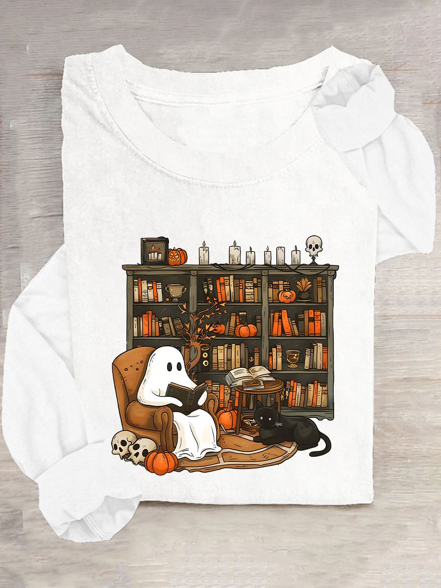 Crew Neck Long Sleeve Halloween Regular Medium Elasticity Loose Blouse For Women