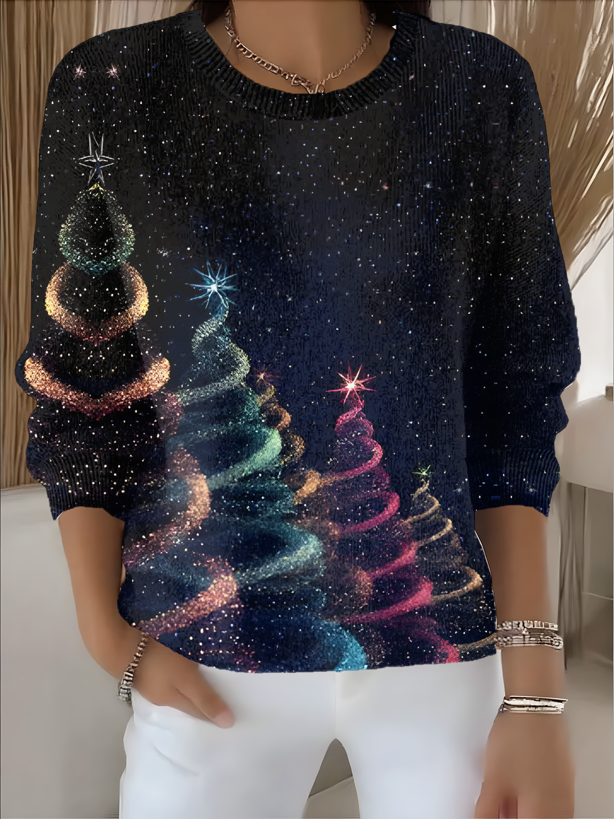 Women Christmas Long Sleeve Comfy Vintage Sweater