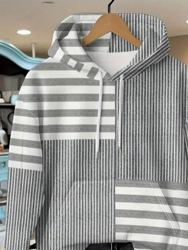 Casual Hoodie Striped Hoodie Printing