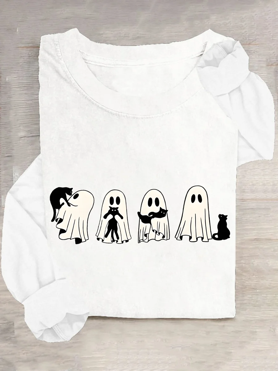 Crew Neck Long Sleeve Halloween Regular Medium Elasticity Loose Blouse For Women