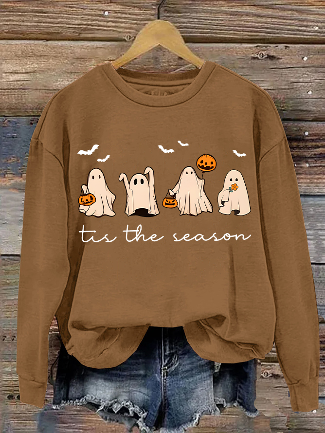 Casual Crew Neck Halloween Sweatshirt