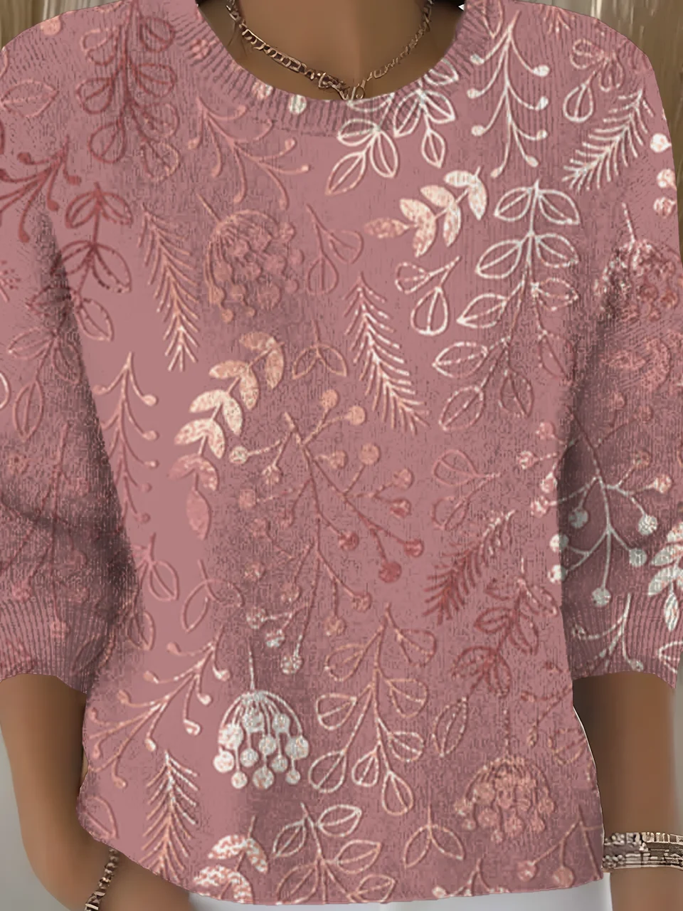 Women Floral Long Sleeve Comfy Vintage Sweater