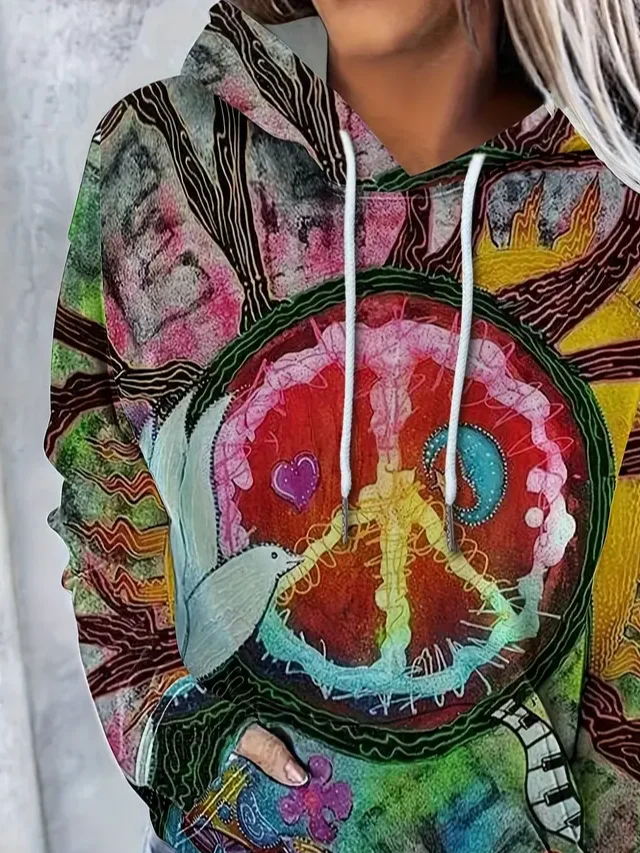 Casual Hoodie Abstract Hoodie Printing