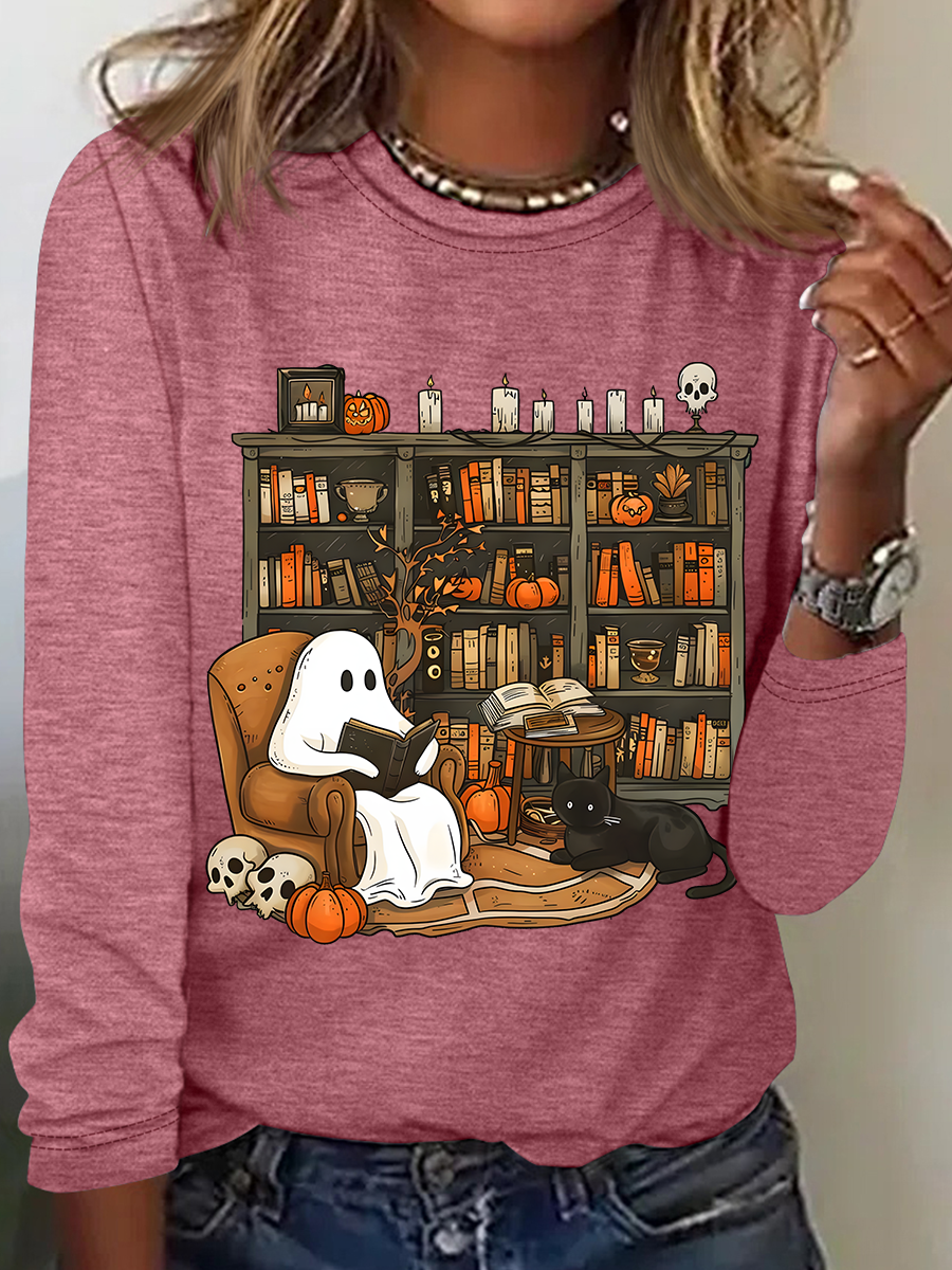 Crew Neck Long Sleeve Halloween Regular Medium Elasticity Loose Blouse For Women