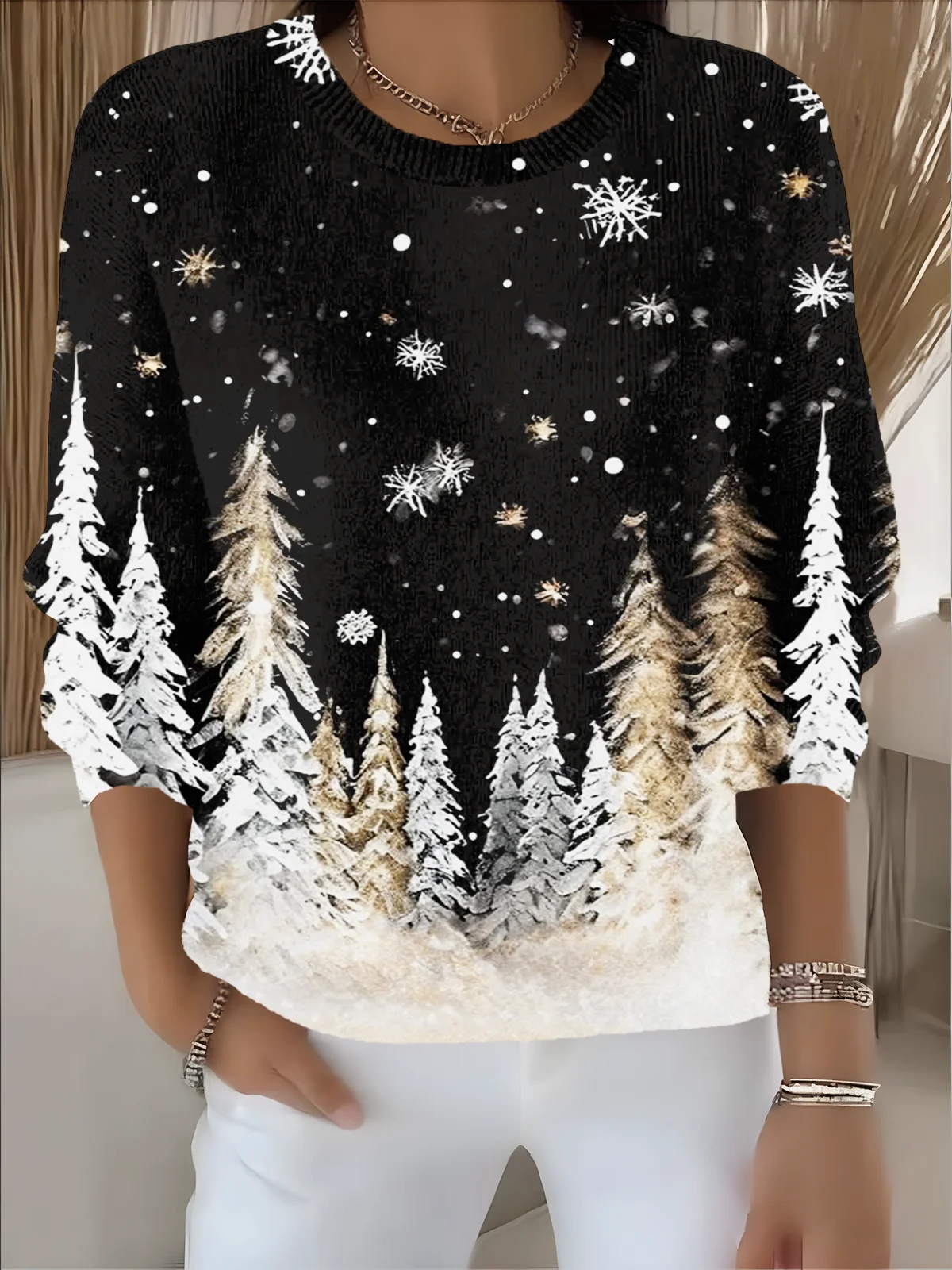 Women Christmas Long Sleeve Comfy Vintage Sweater