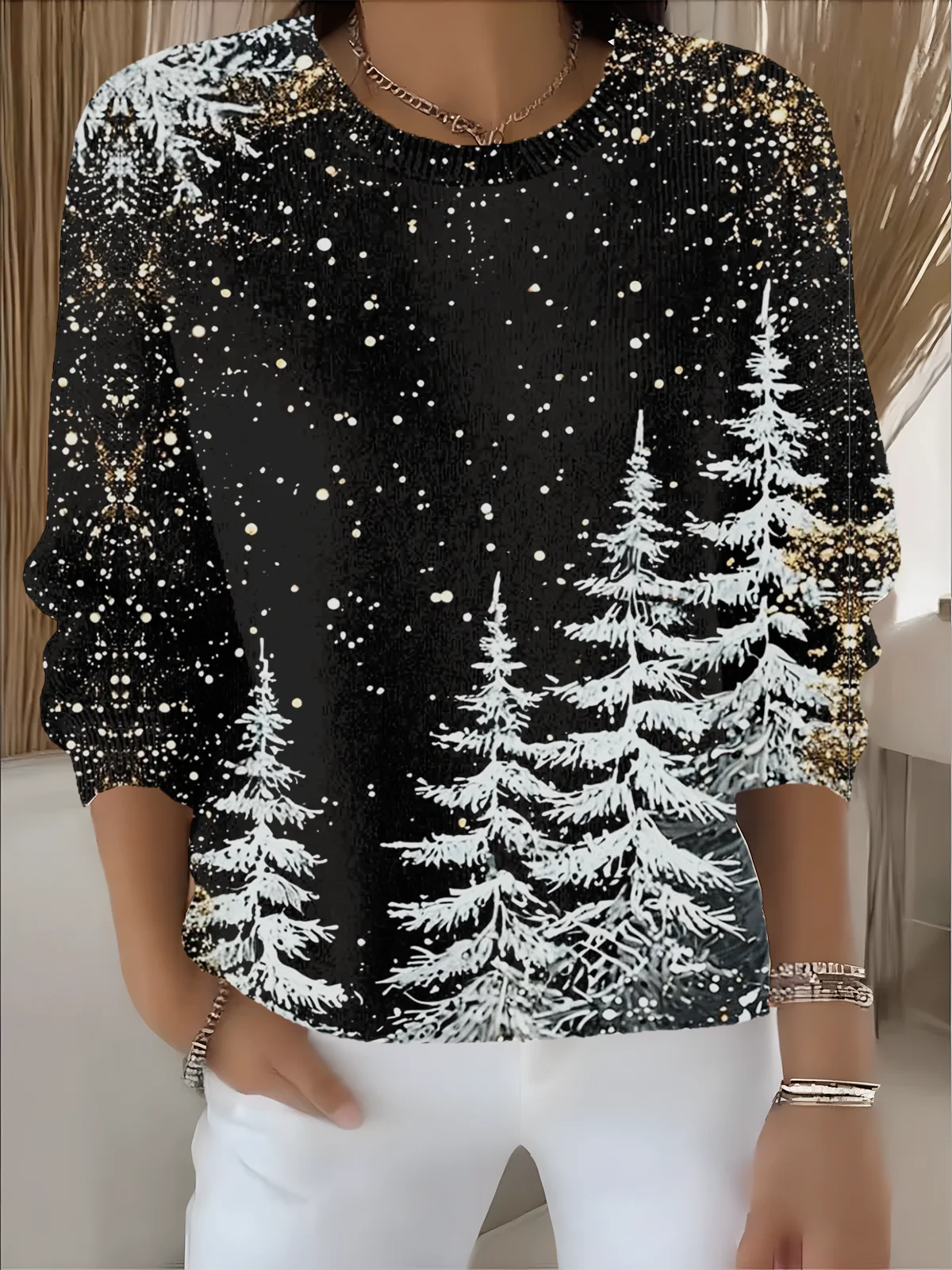 Women Christmas Long Sleeve Comfy Vintage Sweater