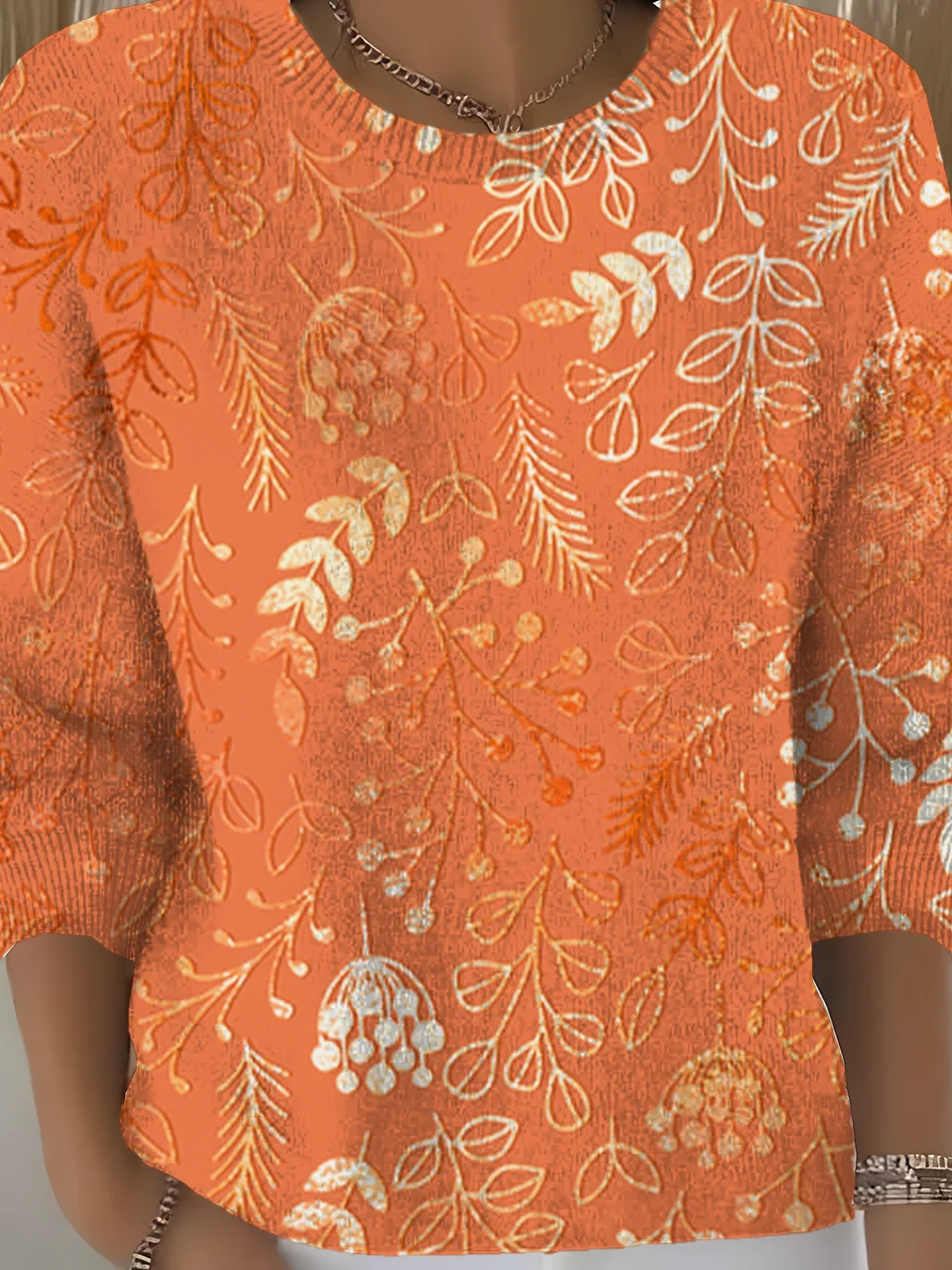 Women Floral Long Sleeve Comfy Vintage Sweater