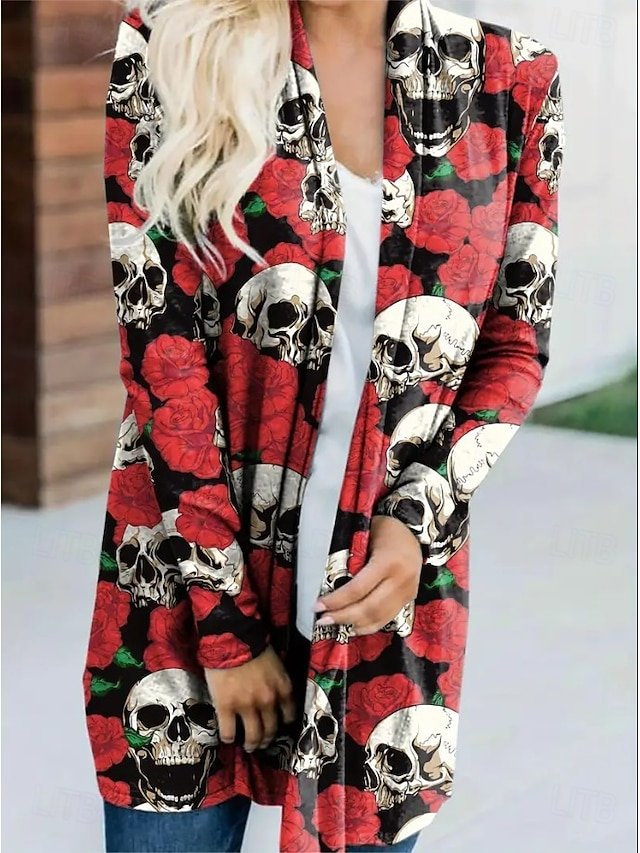 Women Spring/Fall Outerwear Vintage Floral Long Sleeve V Neck Jacket