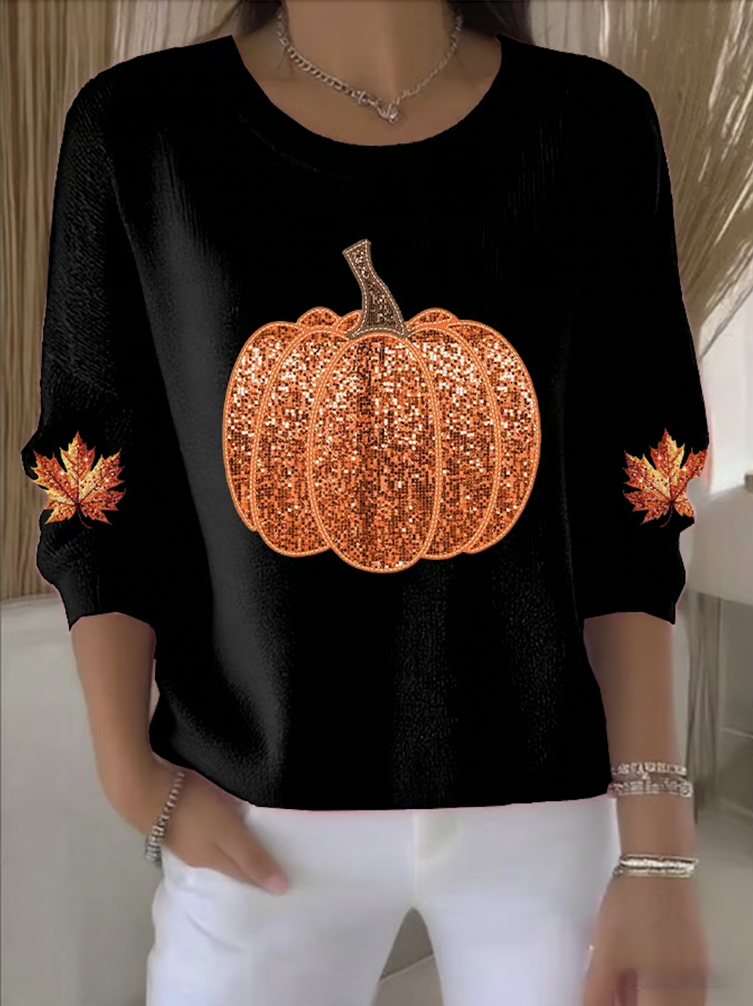 Women Cotton Halloween Long Sleeve Comfy Vintage Sweater