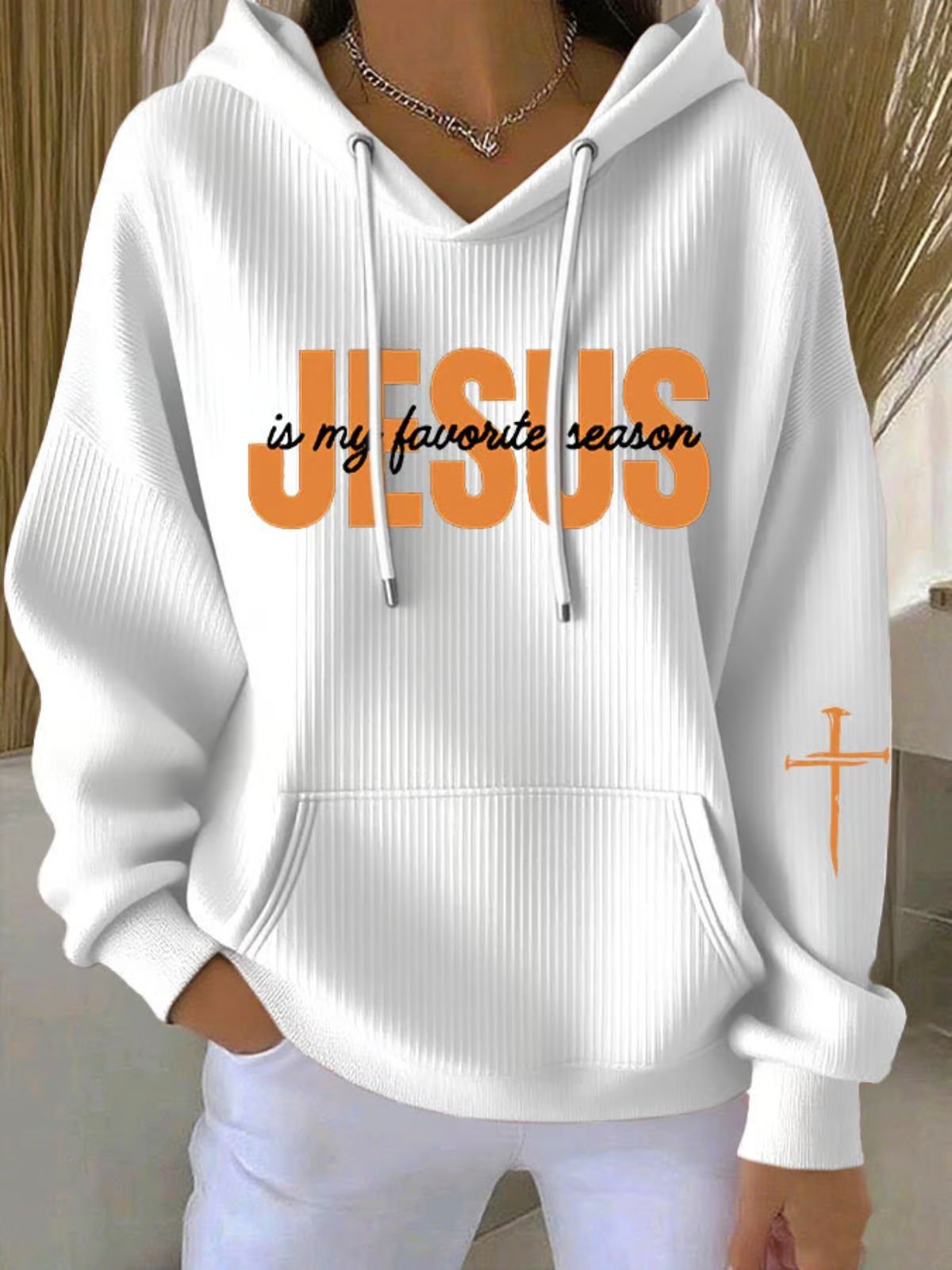 Casual Hooded Jesus Copy Art Print Comfy Loose Hoodie