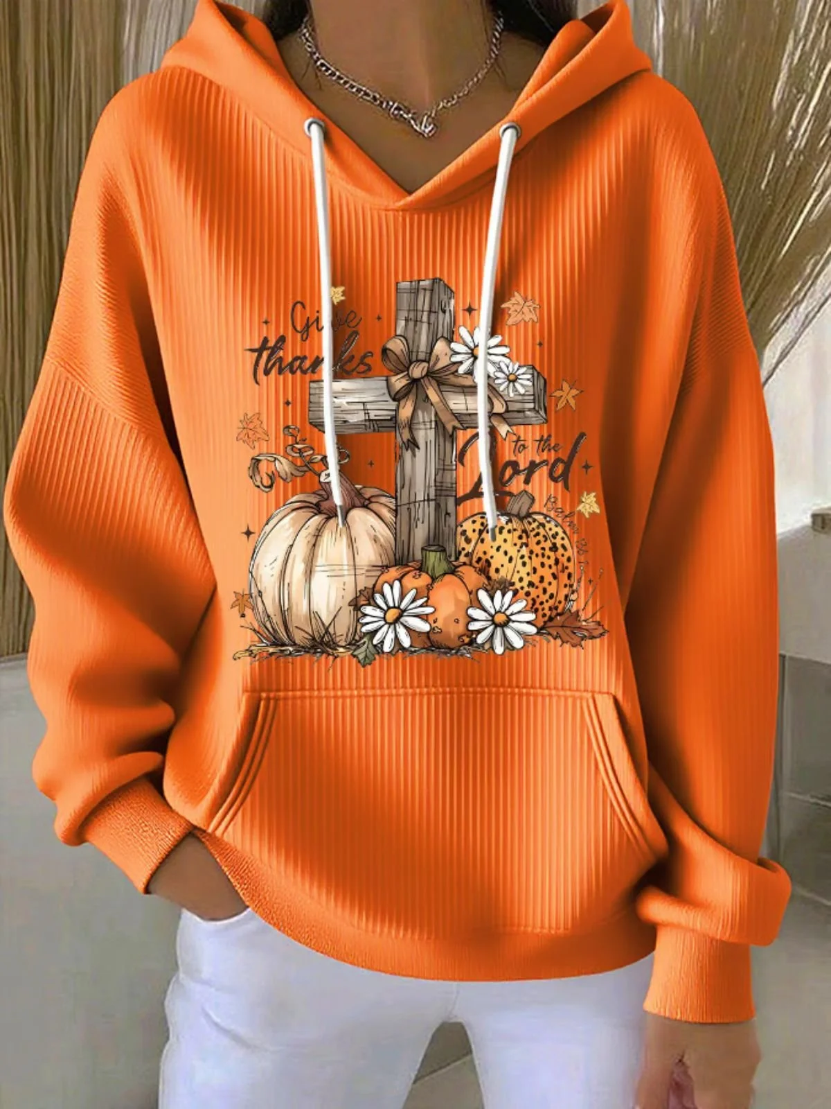 Casual Hooded Pumpkin Pattern Hoodie
