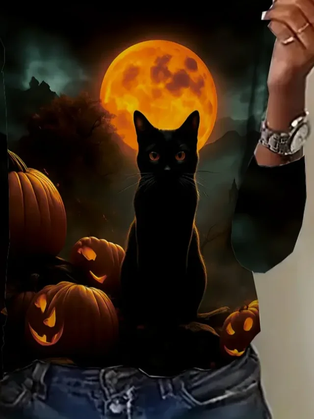 Casual Cat Crew Neck Long Sleeve T-shirt