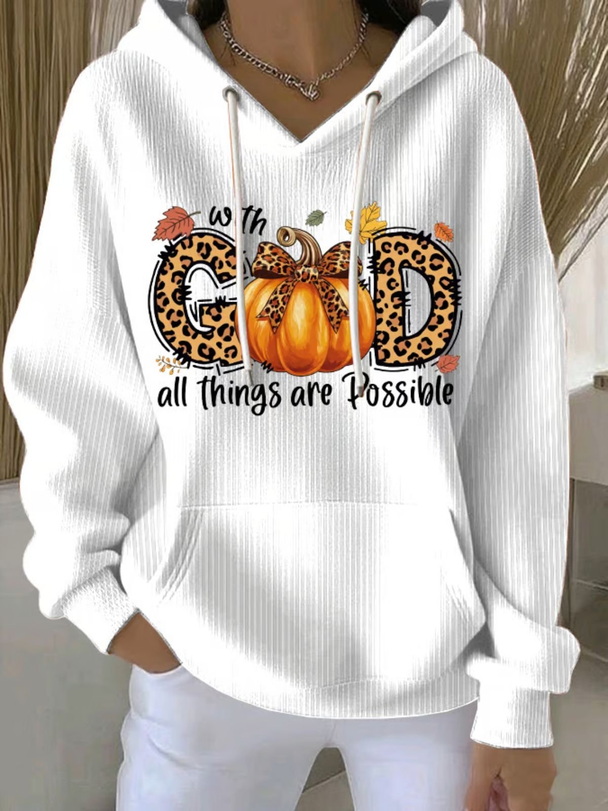 Vintage Hooded Pumpkin Pattern Hoodie