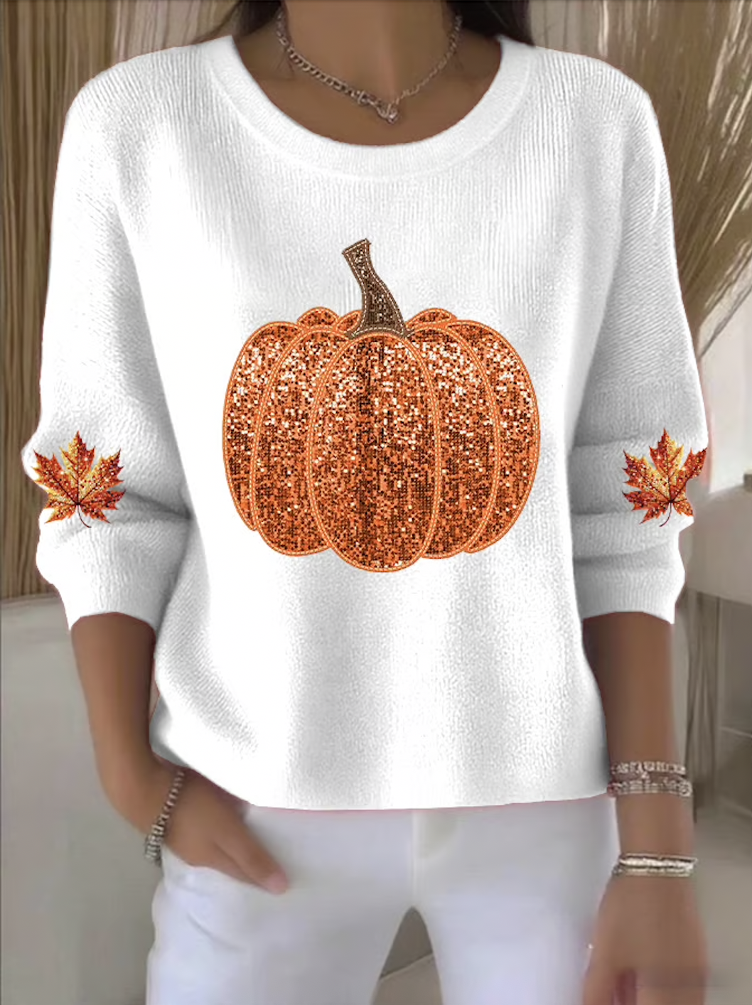 Women Cotton Halloween Long Sleeve Comfy Vintage Sweater