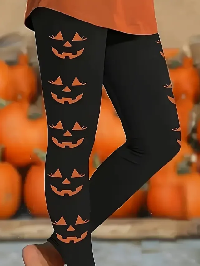 Women Halloween (pumpkin) Casual All Season Printing Long Leggings