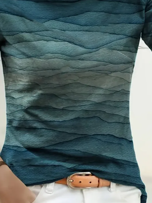 Casual Abstract Crew Neck Long Sleeve T-shirt