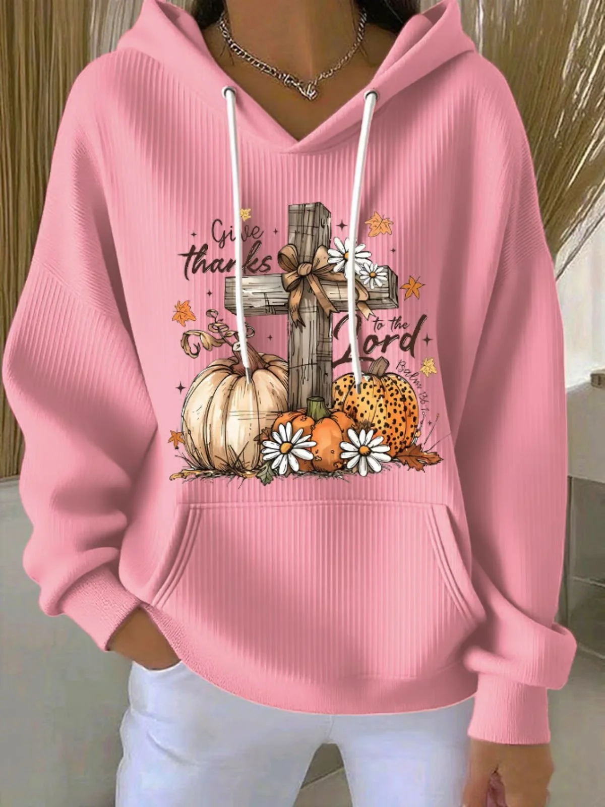 Casual Hooded Pumpkin Pattern Hoodie