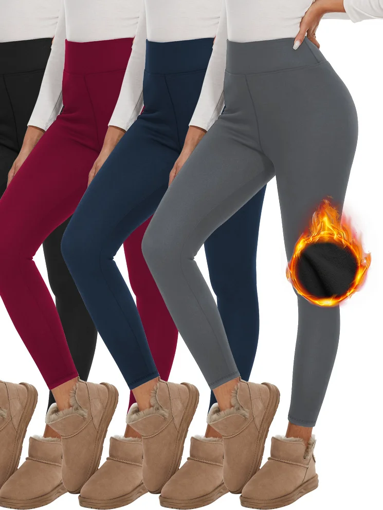 Women Plain Casual Winter Ankle Pants Leggings